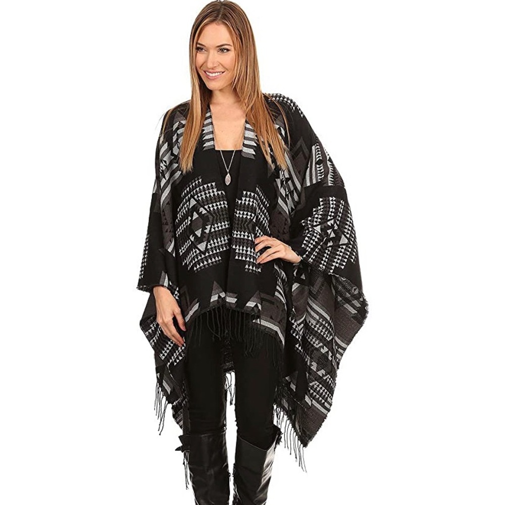 Southwestern Navajo Tribal Blanket Cardigan Cape